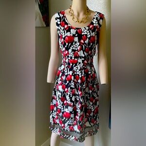 Ricki’s dress black and red size 8 PTP 19” around rib cage 16”  length 38”